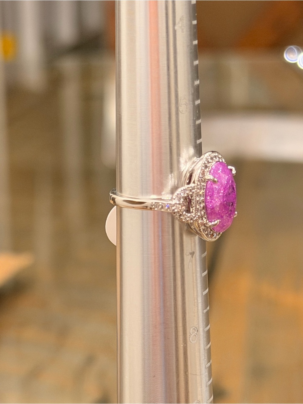 Bomb Party NWT Lavender Ice Crystal Ring with Accent Diamond CZ - Picture 3 of 6